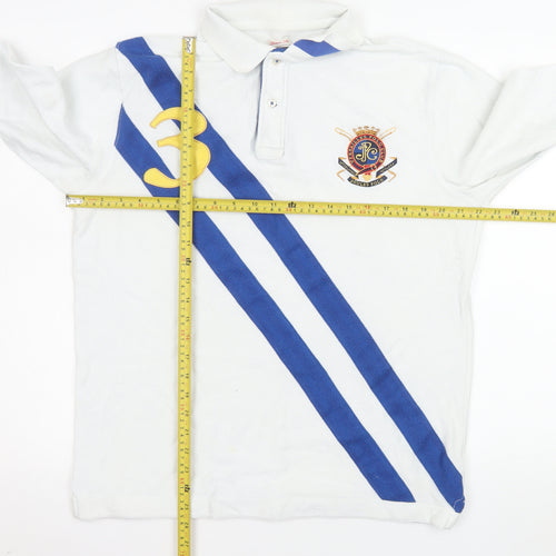 Joules Men's White Long Sleeve Polo Shirt Size L Equestrian Style