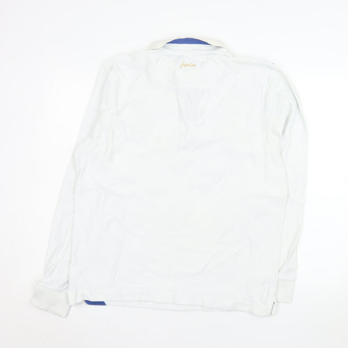 Joules Men's White Long Sleeve Polo Shirt Size L Equestrian Style