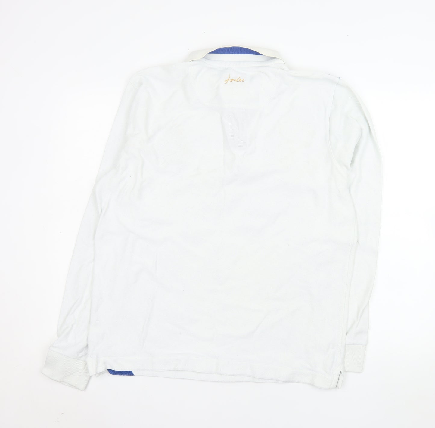 Joules Men's White Long Sleeve Polo Shirt Size L Equestrian Style