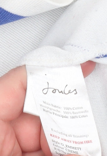 Joules Men's White Long Sleeve Polo Shirt Size L Equestrian Style