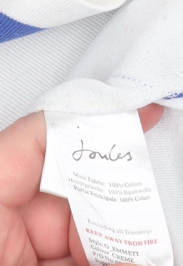 Joules Men's White Long Sleeve Polo Shirt Size L Equestrian Style