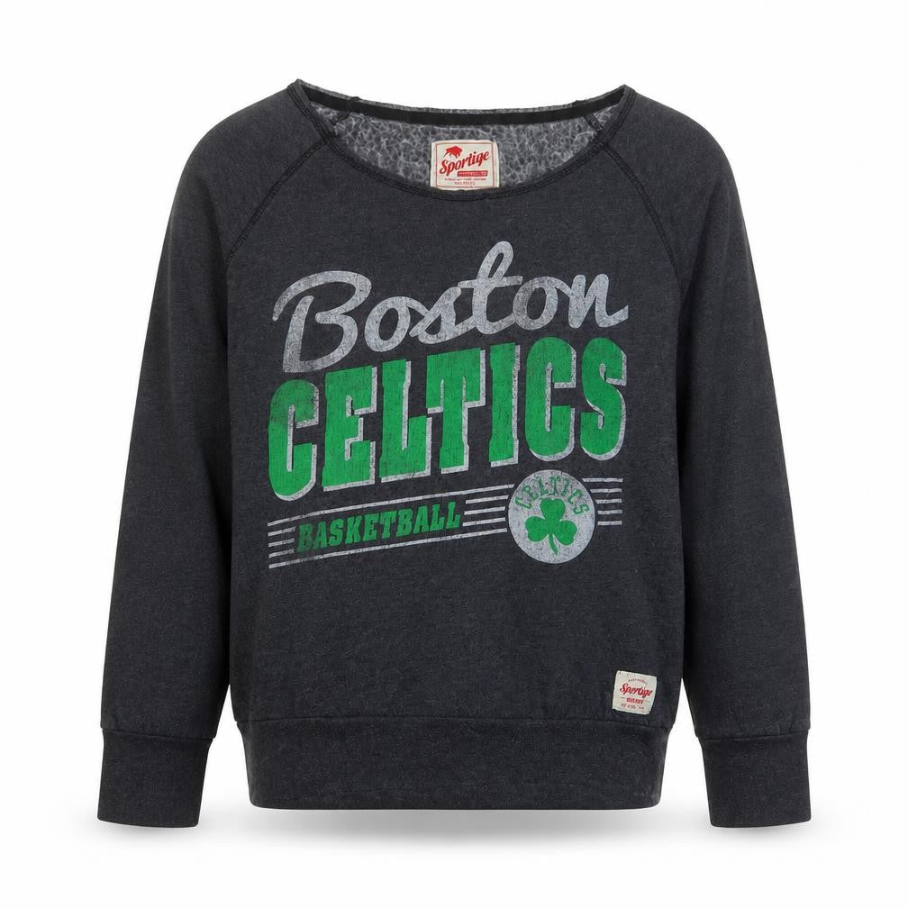 Front view of Sportiqe Men’s Grey Boston Celtics Sweatshirt L Graphic Pullover