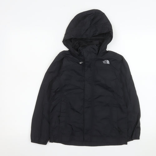 The North Face Boys Black Waterproof Hooded Rain Coat Jacket 7-8 Years