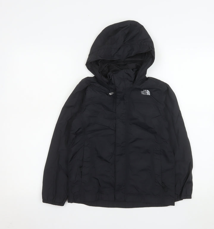 The North Face Boys Black Waterproof Hooded Rain Coat Jacket 7-8 Years