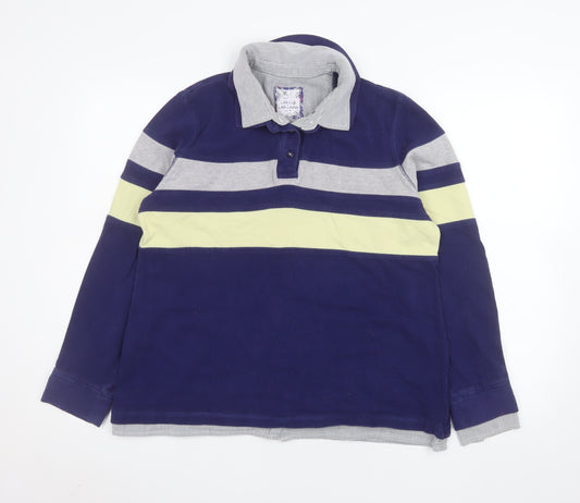 Marks and Spencer Womens Bright Blue Mix Long Sleeve Polo Shirt UK 16 Cotton
