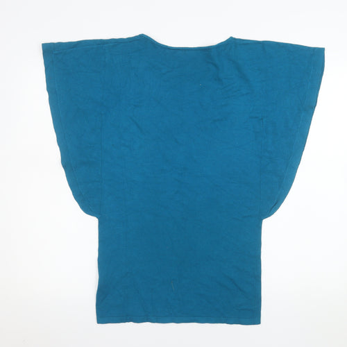 MINORITY Women's Blue Rhinestone Short Sleeve Relaxed T-Shirt S