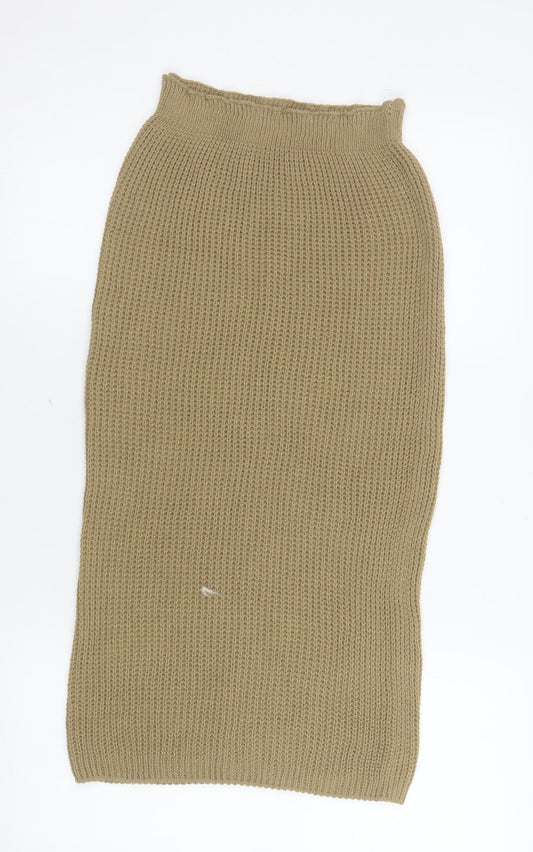 In The Style Women's Beige Knit Midi Pencil Skirt Size 8