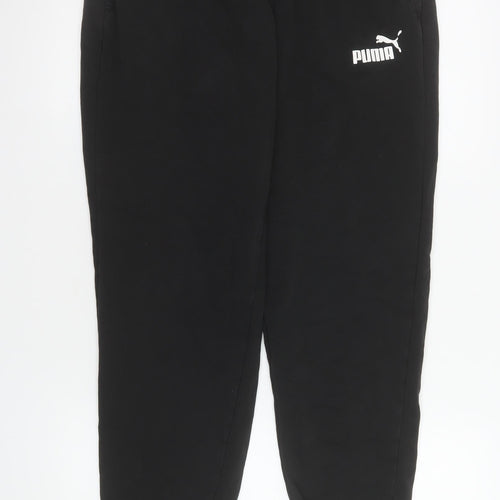 Puma Men's Black Fleece Jogger Trousers Size L Regular Fit Activewear