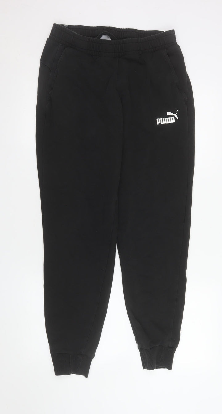 Puma Men's Black Fleece Jogger Trousers Size L Regular Fit Activewear