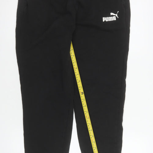 Puma Men's Black Fleece Jogger Trousers Size L Regular Fit Activewear