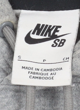 Nike SB Men’s Grey Pullover Hoodie S Regular Fit Logo Fleece