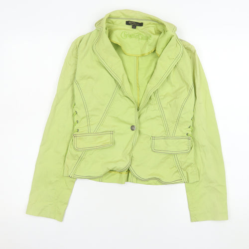 Christine Phillipe Womens Green Slim Fit Blazer Size 6 Cotton Blend