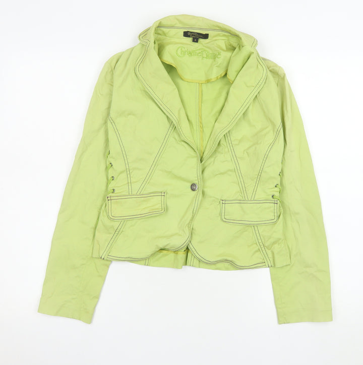Christine Phillipe Womens Green Slim Fit Blazer Size 6 Cotton Blend
