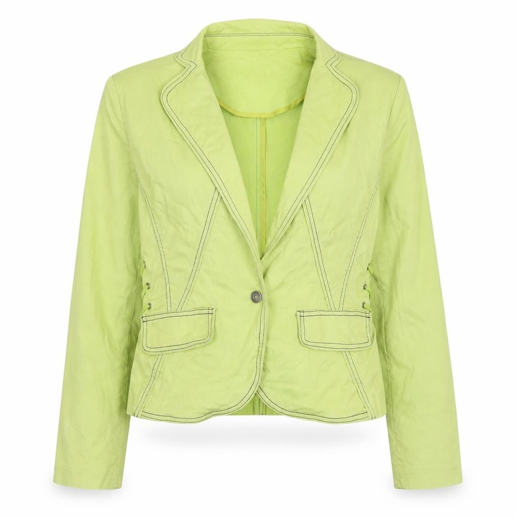 Christine Phillipe Womens Green Slim Fit Blazer Size 6 Cotton Blend