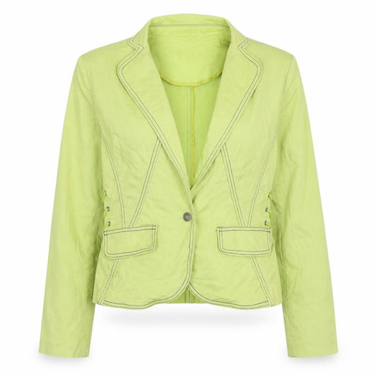 Front view of Christine Phillipe women’s green slim fit blazer, size UK 6, cotton blend