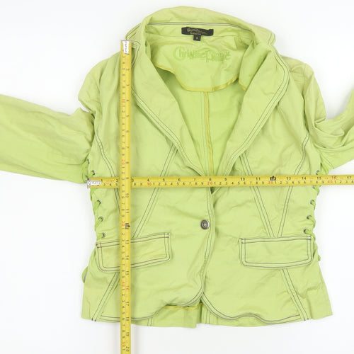 Christine Phillipe Womens Green Slim Fit Blazer Size 6 Cotton Blend