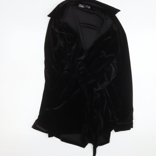 Motel Women’s Black Velvet Wrap Dress Size 10 Long Sleeve Party