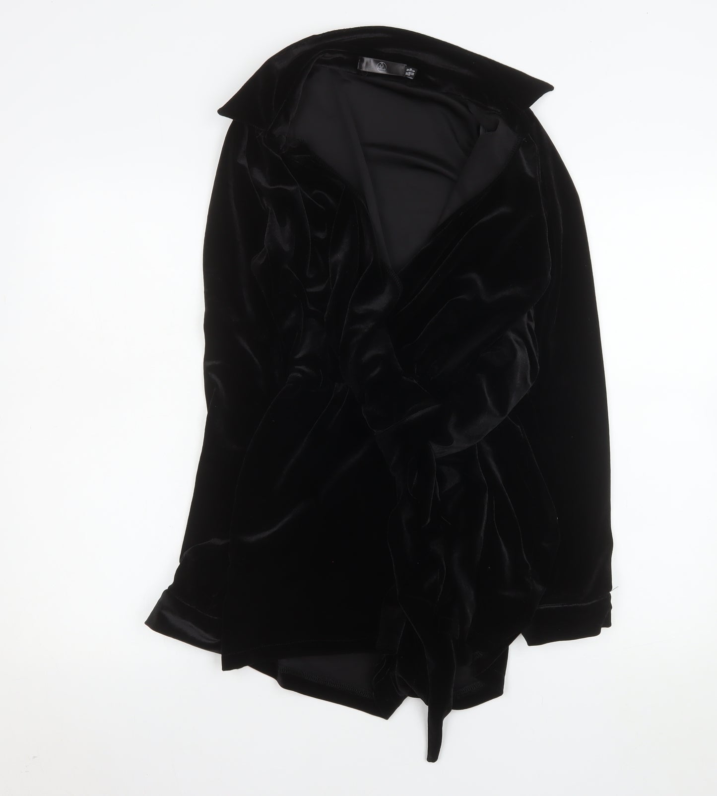 Motel Women’s Black Velvet Wrap Dress Size 10 Long Sleeve Party