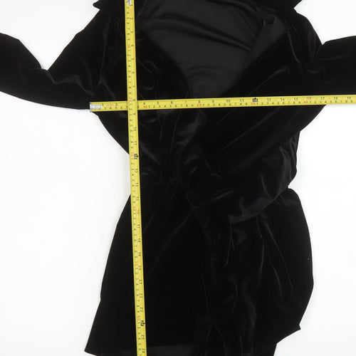 Motel Women’s Black Velvet Wrap Dress Size 10 Long Sleeve Party