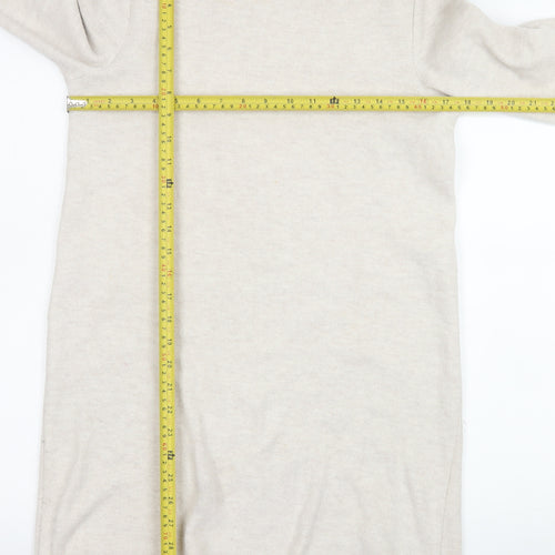 ZARA Women Beige Knit High Neck Shift Dress Size S