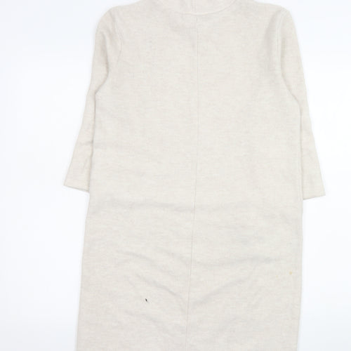 ZARA Women Beige Knit High Neck Shift Dress Size S