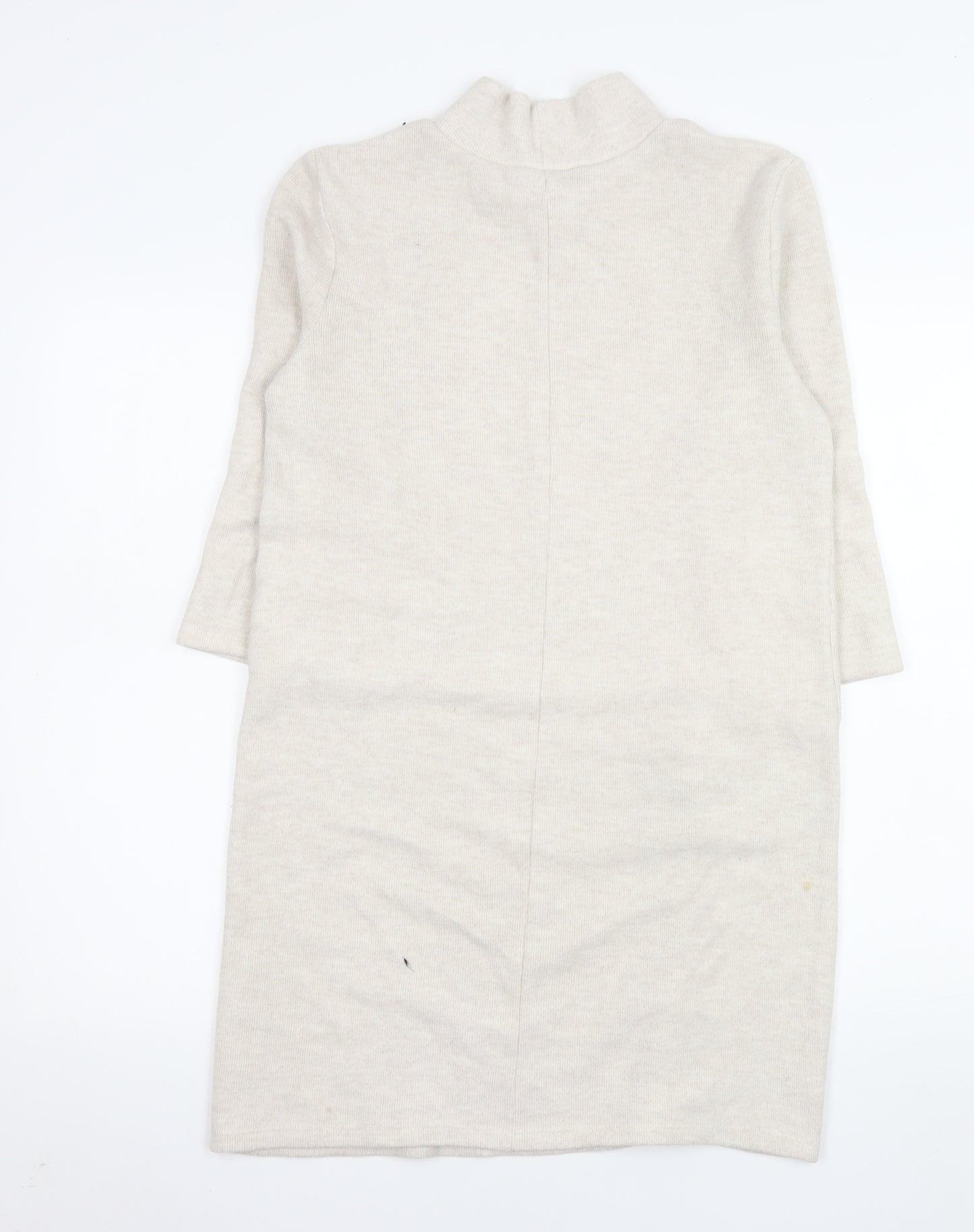 ZARA Women Beige Knit High Neck Shift Dress Size S