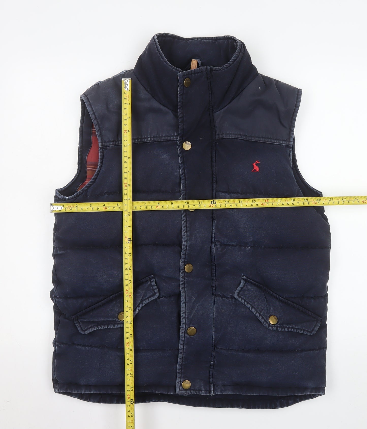 Tom Joule Women's Blue Puffer Waistcoat M Snap Quilted Sleeveless