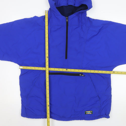 L.L.Bean Men's Blue Nylon Anorak Jacket L Hooded Windproof Outdoor