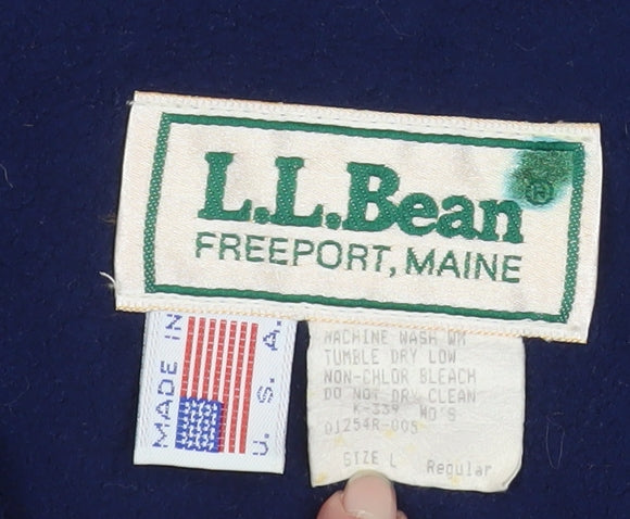 L.L.Bean Men's Blue Nylon Anorak Jacket L Hooded Windproof Outdoor