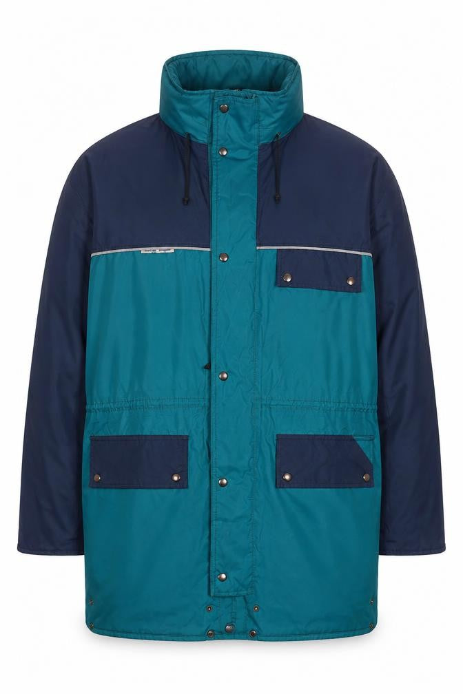 Front view of Kind Workwear men’s teal & navy xxl waterproof parka jacket