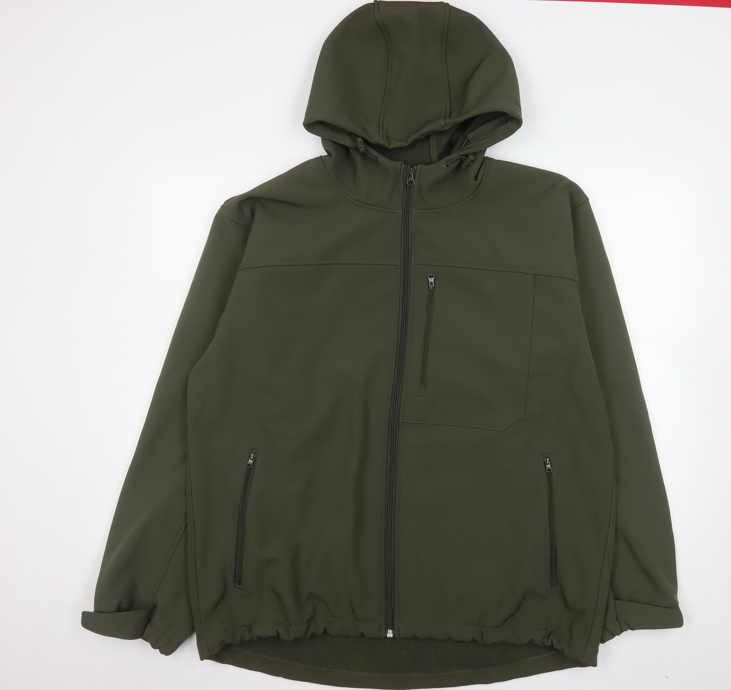Crane Men's Green Softshell Hooded Mid-Length Jacket L 42in