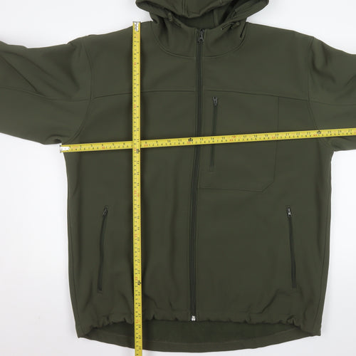 Crane Men's Green Softshell Hooded Mid-Length Jacket L 42in