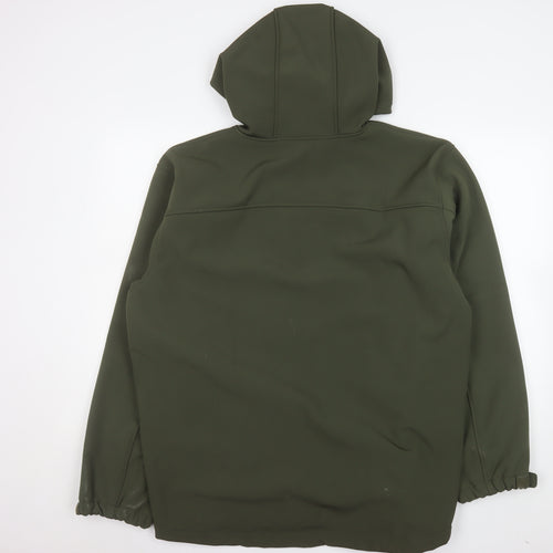 Crane Men's Green Softshell Hooded Mid-Length Jacket L 42in