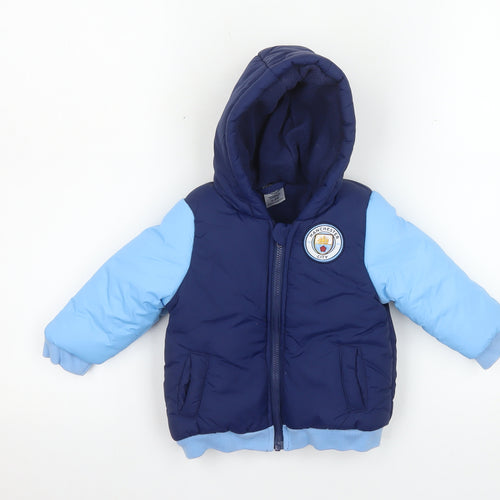 Manchester City Unisex Baby Blue Puffer Jacket 6-9 Months Nylon Winter Coat