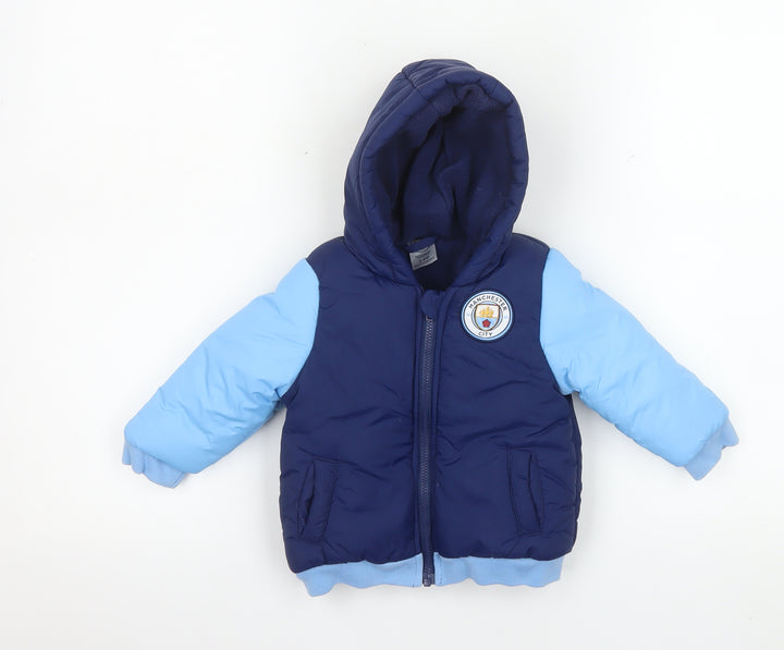 Manchester City Unisex Baby Blue Puffer Jacket 6-9 Months Nylon Winter Coat