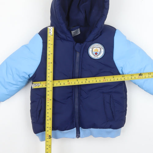 Manchester City Unisex Baby Blue Puffer Jacket 6-9 Months Nylon Winter Coat