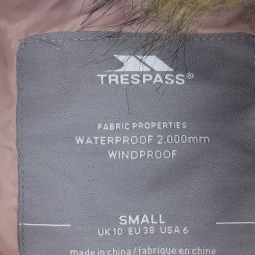 Trespass Women's Green Fur Trim Waterproof Puffer Jacket Size 10