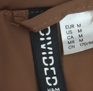 H&M Women Brown Puffer Waistcoat Size 12 Sleeveless Quilted Vest