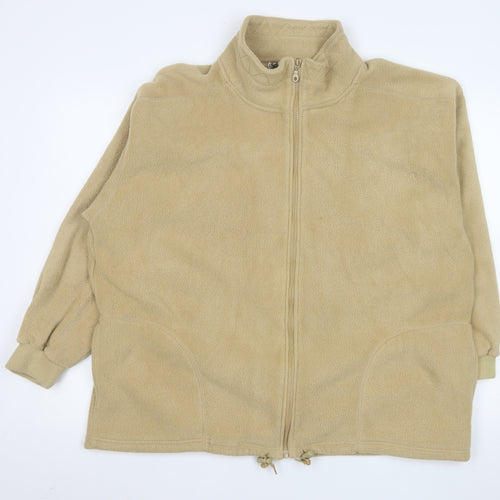 Casuals Men Beige Fleece Full Zip Lightweight Jacket M/L