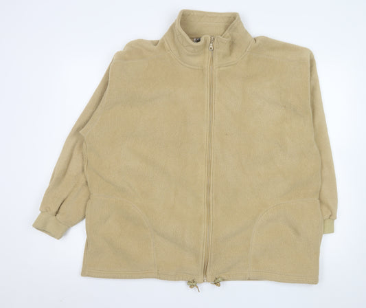 Casuals Men Beige Fleece Full Zip Lightweight Jacket M/L