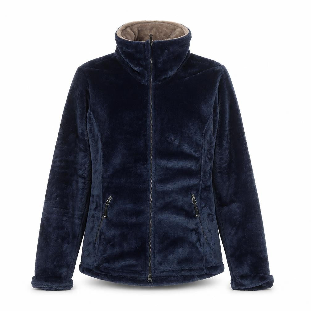 Front view of HKM Sports Women's Blue Fleece Lined Zip Jacket, size S