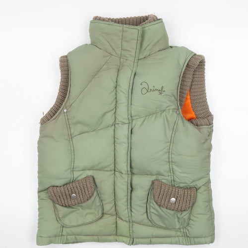 Animal Women’s Green Puffer Waistcoat Size 4 Sleeveless Casual