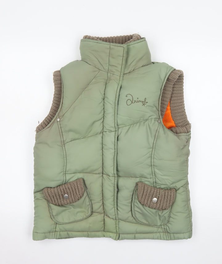 Animal Women’s Green Puffer Waistcoat Size 4 Sleeveless Casual