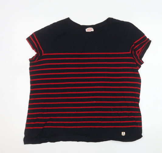 Armor Lux Women's Blue Red Striped Cotton Nautical T-Shirt Size L