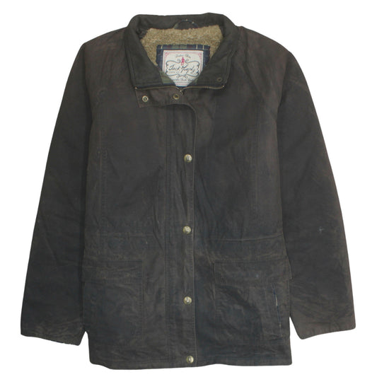 Jack Murphy Men's Brown Waxed Mid-Length Coat Lined Waterproof Jacket L