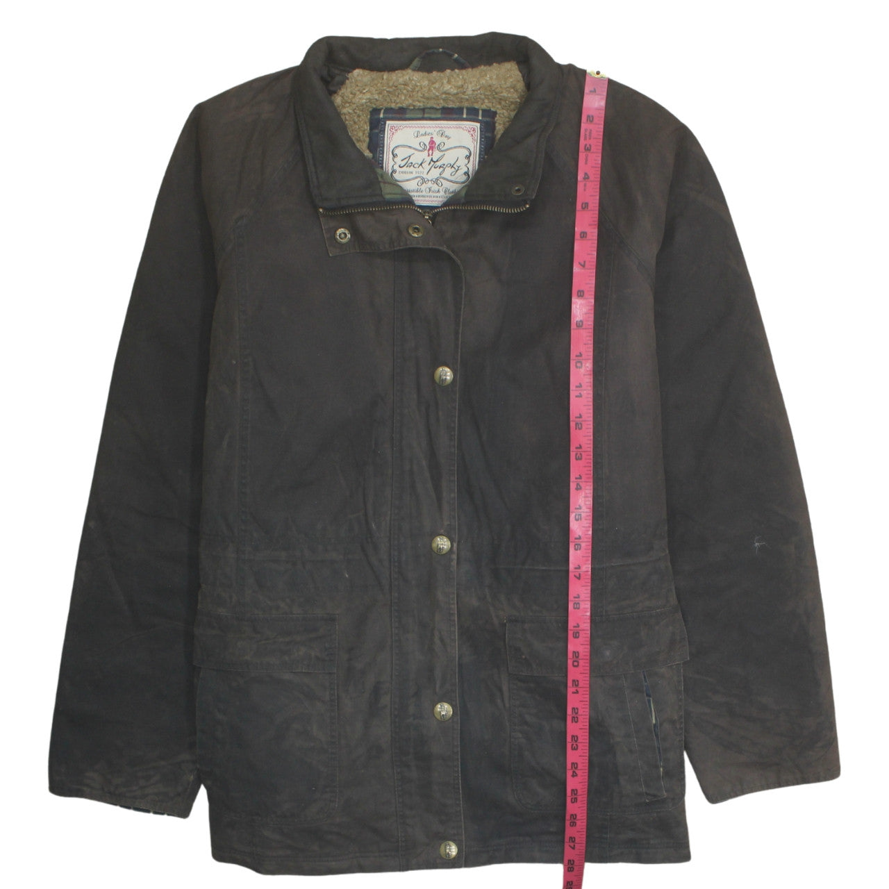Jack Murphy Men's Brown Waxed Mid-Length Coat Lined Waterproof Jacket L