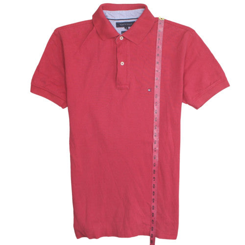 Tommy Hilfiger Men's Red Cotton Short Sleeve Polo Shirt M