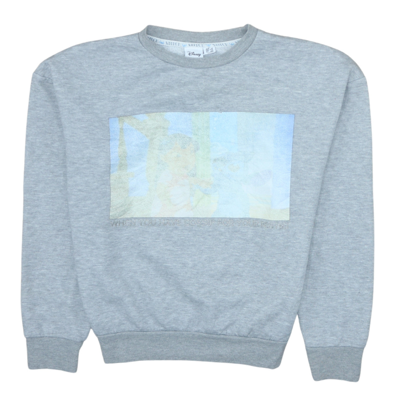 Disney Women Grey Sweatshirt XS Classic Crew Neck Lilo & Stitch Print