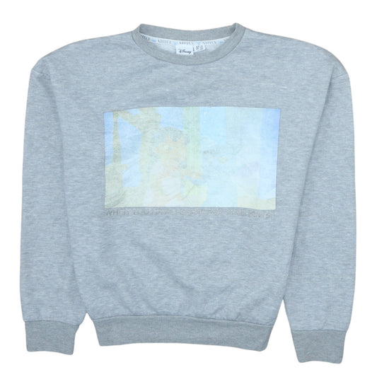 Disney Women Grey Sweatshirt XS Classic Crew Neck Lilo & Stitch Print