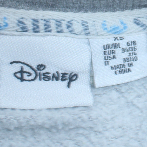 Disney Women Grey Sweatshirt XS Classic Crew Neck Lilo & Stitch Print